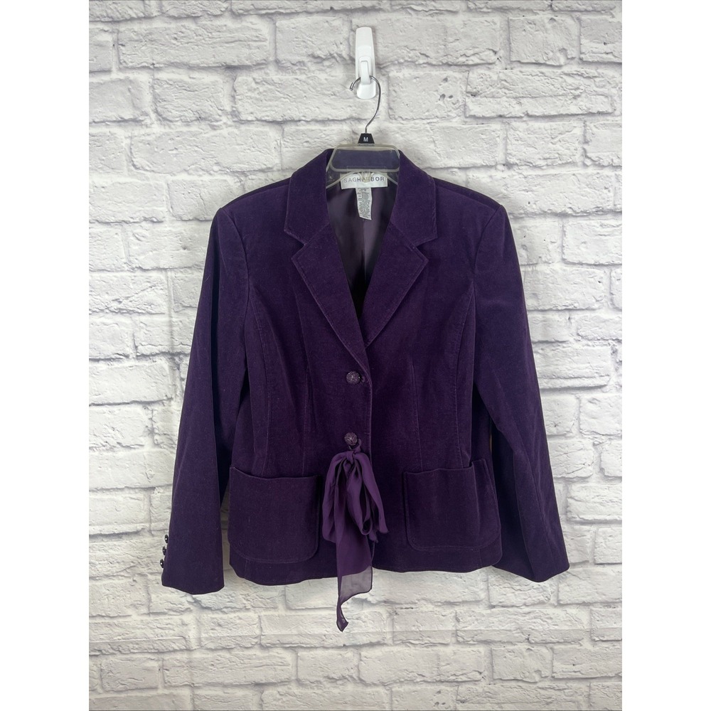 Sag Harbor Purple Velvet Corduroy Whimsigoth Dark Feminine Lined Blazer Size 12